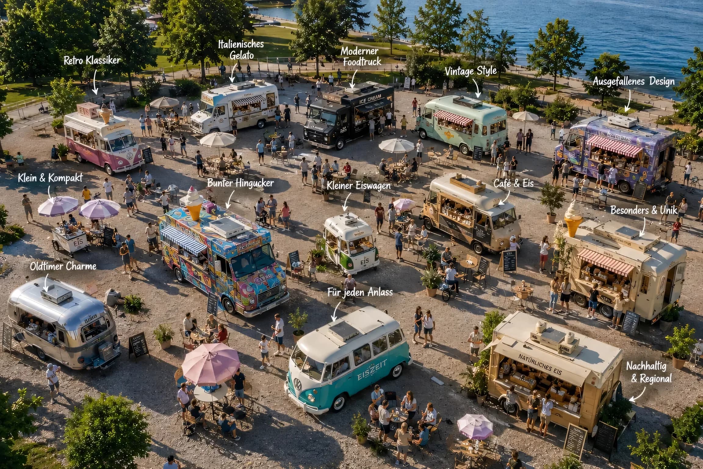 Eiswagen mieten – Auswahl: Eiswagen, Eismobil, Eis-APE, Eisfahrrad und mobile Eisdiele für Events